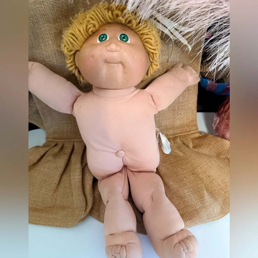 Vintage coleco 1978/82 Cabbage Patch Girl Doll Blonde Hair Green Eyes 16” GUC